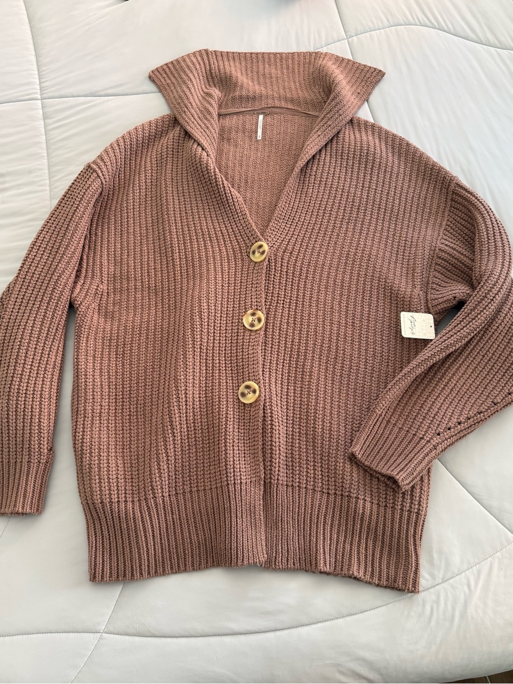 NWT Free People Swim Too Deep Brown Cardigan M - Picture 4 of 6